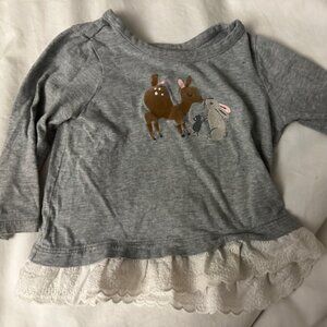 Hanna Anderson Deer and Bunny Long Sleeve Shirt size 80/18-24 months